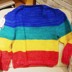 handmade merino wool sweater vivid 手織美麗諾羊毛衣 藍綠黃紅 第2張的照片