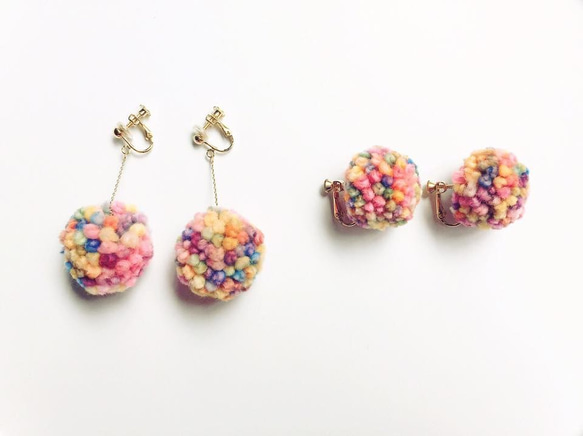 WU SPACE pompom earings popoki 手作毛球耳環 popoki 第2張的照片