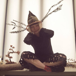 手工皮革帽 | 小精靈尖帽 | 牛皮 第3張的照片