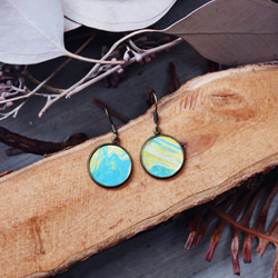 雲海裡散步 | 渲染皮革耳環 | 黃銅耳墜 | 圓型 第2張的照片