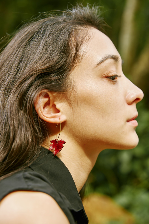 皮革 |楓葉| 耳環 第2張的照片