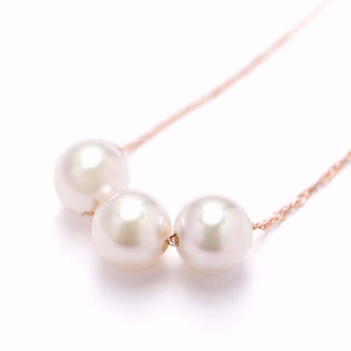 あこや本真珠オーロラ 花珠 7.5-7.6mm パール ネックレス 10K ピンク