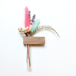 迷你花園方塊磁鐵 胡桃木 試管 花器 筆插 含客製化刻字 手工限量 台灣製作 第1張的照片