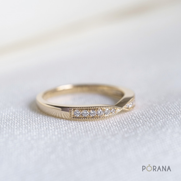 テーパードダイヤモンドの結婚指輪, 14Kソリッドゴールド 6枚目の画像