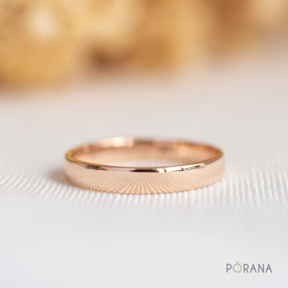 14Kゴールドシンプルな古典的なリング, 3mm ワイド, スタッキングリング, 結婚指輪, 純金 5枚目の画像