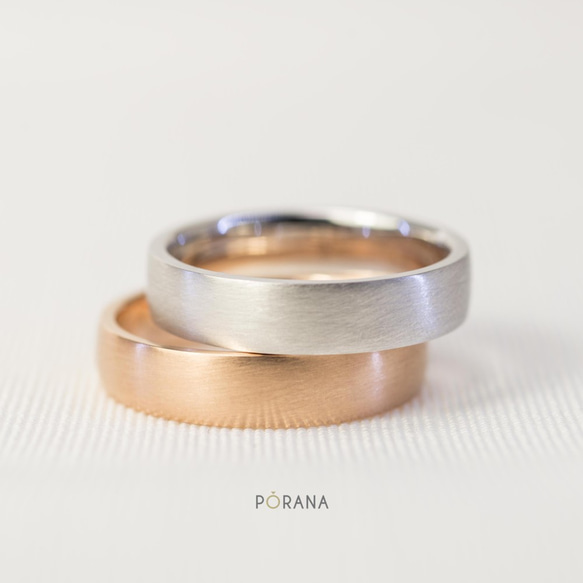 14Kゴールドシンプルで古典的なリング, 4.8mm ワイド, 結婚指輪 1枚目の画像