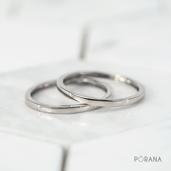 白金、シンプルスモールリング、幅1.7 mm、スタッキングリング、結婚指輪 4枚目の画像