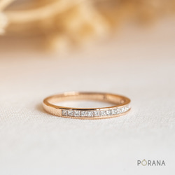 プリンセスカットダイヤモンドの結婚指輪/18Kゴールドリング、スタッキングリング 6枚目の画像