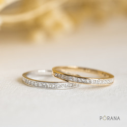プリンセスカットダイヤモンドの結婚指輪/18Kゴールドリング、スタッキングリング 7枚目の画像
