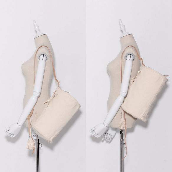 1day1bag (L) Canvas Shoulder Bag with Cowhide Strap 2枚目の画像