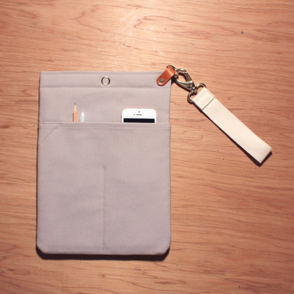 [グレー]_タブレット袋/取り外し可能なリストバンド/iPad保護カバー 3枚目の画像