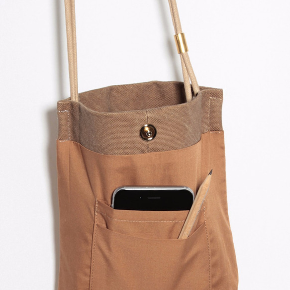 紙袋造型Mini Bag/肩背包/旅行隨身包/小包包-石洗紋褐色 第6張的照片