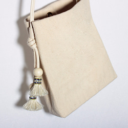 袋状ミニバッグ/ショルダーバッグ/トラベルキャリーバッグ/小さな袋 - オフホワイト色 4枚目の画像