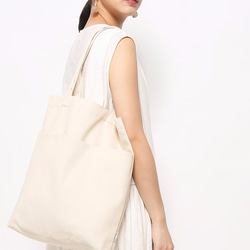 1day1bag POPULAR Canvas Tote with Pockets (Natural White) 3枚目の画像