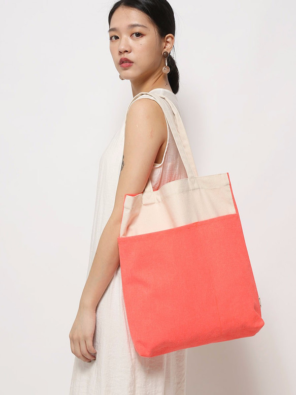 1day1bag POPULAR Canvas Tote with Pockets (Orange) 3枚目の画像