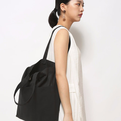 1day1bag POPULAR Canvas Tote with Pockets (Black) 4枚目の画像