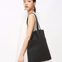 1day1bag POPULAR Canvas Tote with Pockets (Black) 5枚目の画像