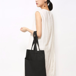 1day1bag POPULAR Canvas Tote with Pockets (Black) 6枚目の画像