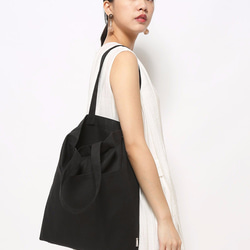 1day1bag POPULAR Canvas Tote with Pockets (Black) 7枚目の画像