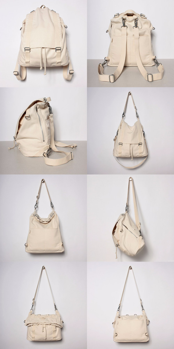 1day1bag Natural White Multiple Way Backpack Shoulder Bag 4枚目の画像