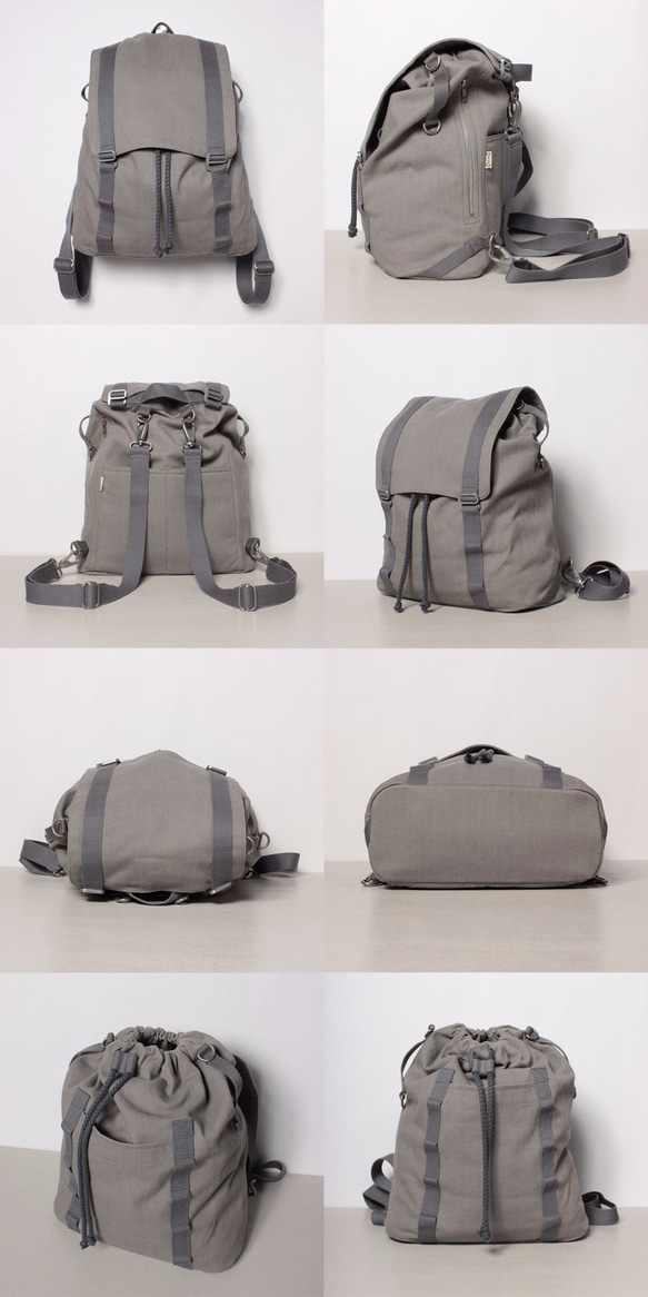 1day1bag Grey Multiple Way Backpack Shoulder Bag 6枚目の画像