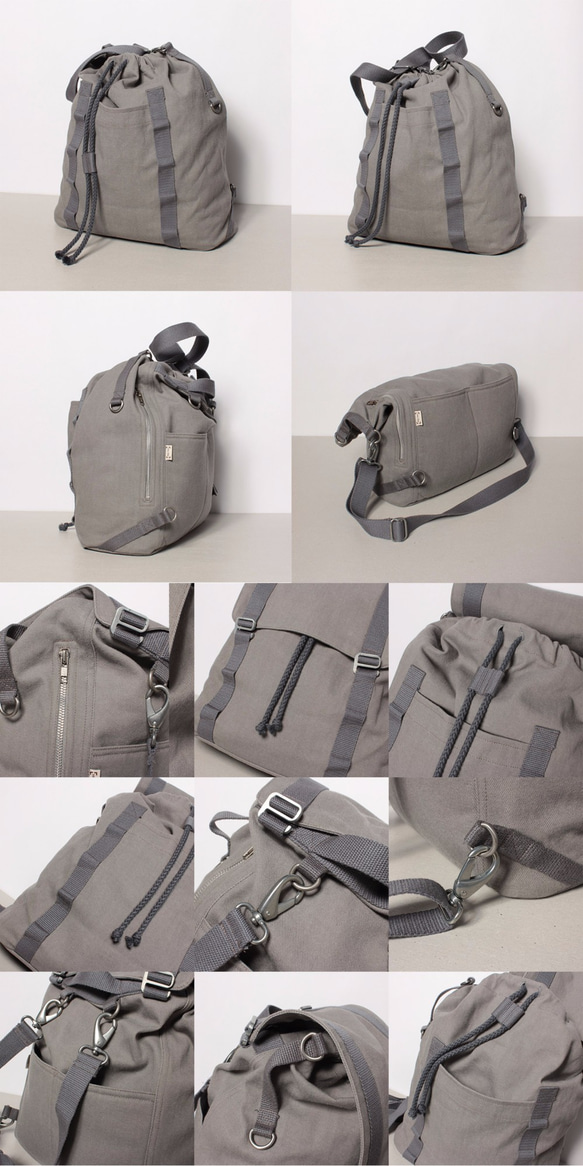 1day1bag Grey Multiple Way Backpack Shoulder Bag 7枚目の画像