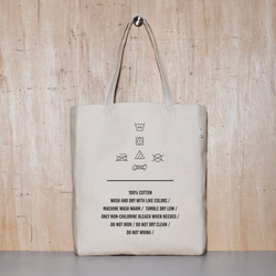 1day1bag Wash Care Label Canvas Tote Bag - 3 color & 2 size 2枚目の画像