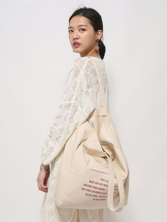 1day1bag Wash Care Label Canvas Tote Bag - 3 color & 2 size 5枚目の画像