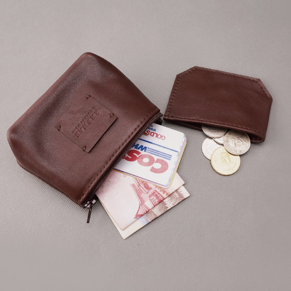 Zipper 零錢包．咖啡色 / 皮革 / RRENAE Leatherware 第3張的照片