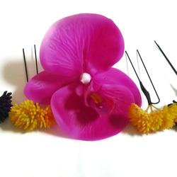 胡蝶蘭の造花の髪飾り5点 2枚目の画像