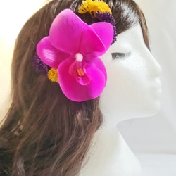 胡蝶蘭の造花の髪飾り5点 3枚目の画像