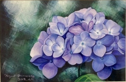 Transparent watercolor painting] Draw hydrangeas on a No. 6