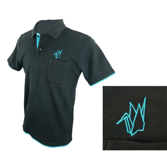 ウノピゥゴルフ　ポロシャツ 折り鶴プリント 折り鶴ポロシャツ シンプルなワンポイント刺繍です その他