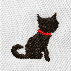 黒猫ポロシャツ「にゃんポロ」（白・黒・紺）ワンポイント刺繡 7枚目の画像