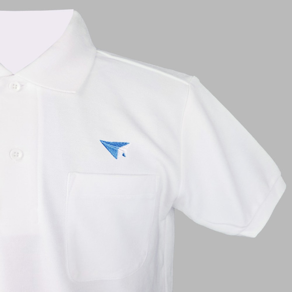 折り紙ポロシャツ「紙飛行機ポロ」（紺・黒・白）　シンプルなワンポイント刺繍です 6枚目の画像