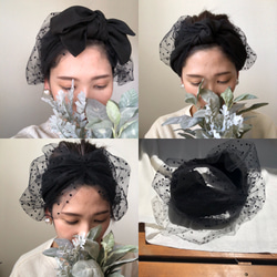 linen blend 3WAY dottulle hairband 6枚目の画像