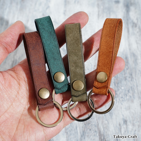 全12色 プエブロのレザーキーホルダー イタリアンレザー 革 キーリング