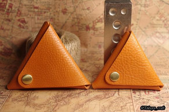 【大】トスカーナの三角コインケース  ピックケース　革　レザー　本革 イタリアンレザー 4枚目の画像