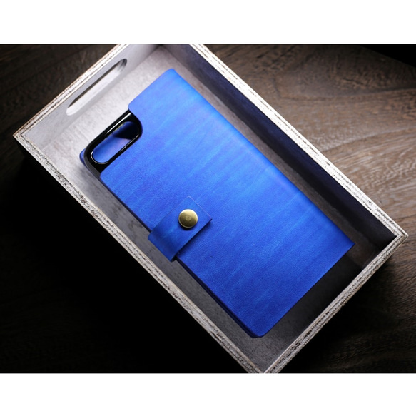 iPhone8plus用　海のようなスマホケース　5.5インチ【カラー7種】ヌメ革 7枚目の画像