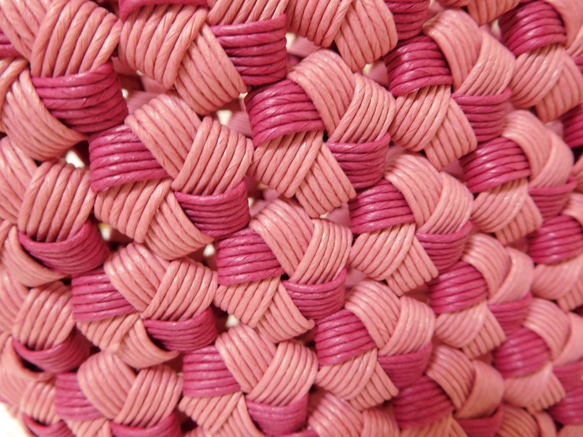 花結び編みクラフトバッグ　ピンク 6枚目の画像