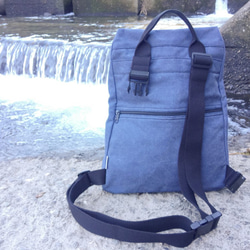 畚箕包 斜背包 後背包 側背包 手提包  帆布包 石洗藍 第5張的照片