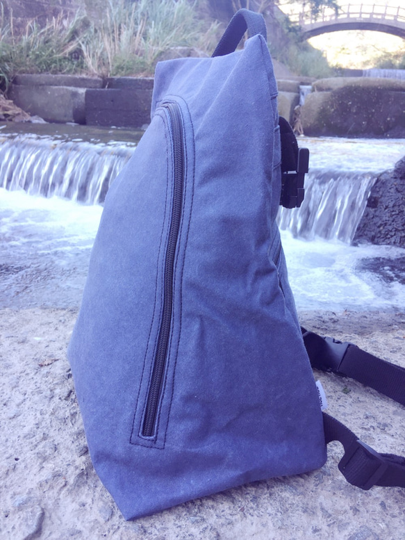 畚箕包 斜背包 後背包 側背包 手提包  帆布包 石洗藍 第6張的照片
