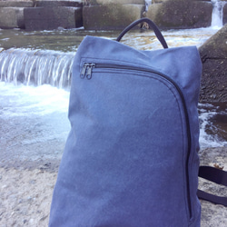 畚箕包 斜背包 後背包 側背包 手提包  帆布包 石洗藍 第7張的照片