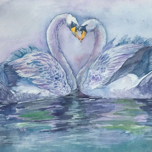 水彩画 白鳥2 絵画 reici 通販 5193129｜Creema(クリーマ)