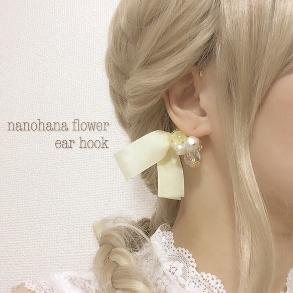 菜の花のイヤーフック*nanohana flower 2枚目の画像