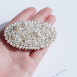 天然石と淡水パール　オーバルビーズバレッタ (oval-medium-pearl) 5枚目の画像