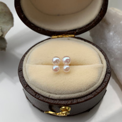 【送料無料】K18 Akoya babyPearl twin pierce 3枚目の画像