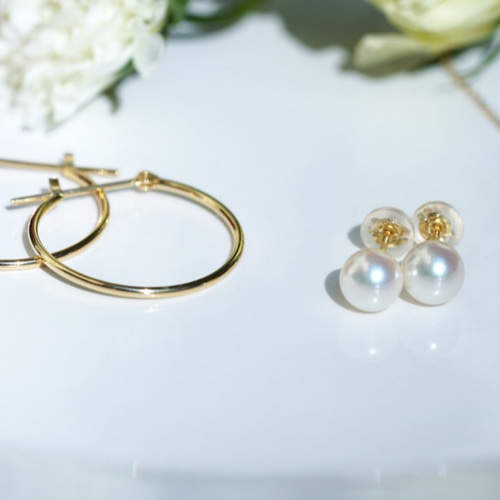 送料無料】K18 1mm×20mm ゴールドフープピアス ペア ピアス（フープ