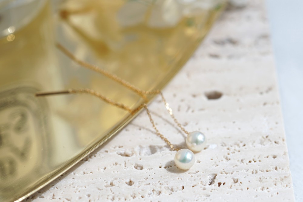 【送料無料】K18 国産アコヤパール チェーンピアス ペア