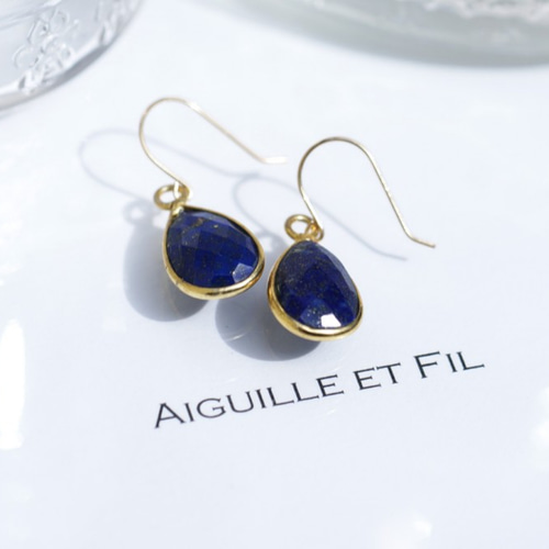 K10 ラピスラズリ ペアシェイプカット ピアス/イヤリング ピアス